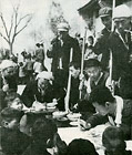 Peasant amateur artists painting amid their workmates, 1974